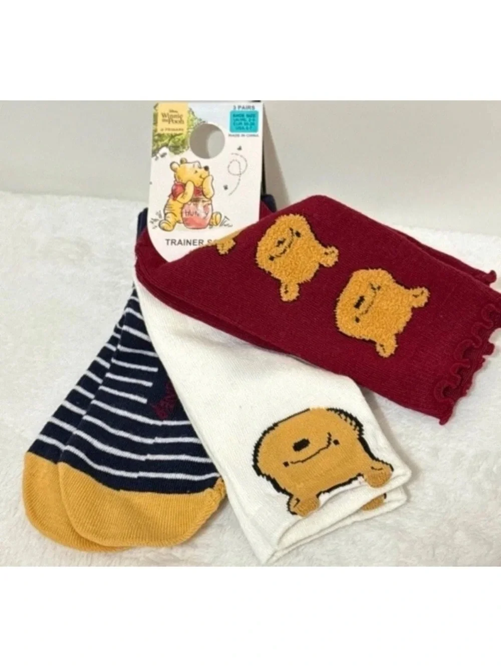 New Primark x Disney Winnie the Pooh Trainer Socks - 3 Pairs- Size 4-7